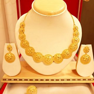 African Elegant Colourful Design 2 Gram Gold Plated Necklace Set For Party