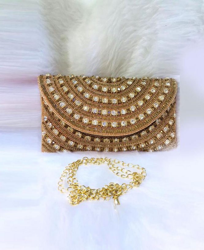 Handmade Silver Crystal Beaded Evening Copper Golden handbags for women