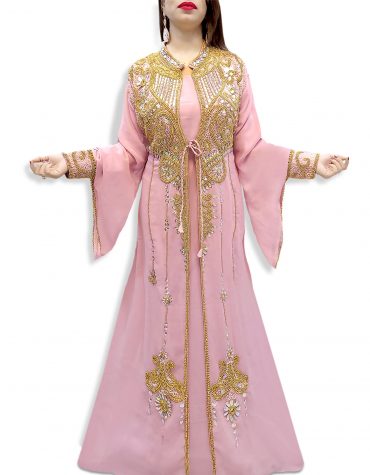 Jacket Style Golden Moroccan Beaded With Inner Dress Muslim Wedding Dress For Women