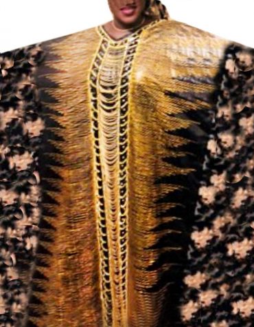 Elegant Floral Designer 100% Getzner Super Magnum Gold Rich Bazin Dress Material
