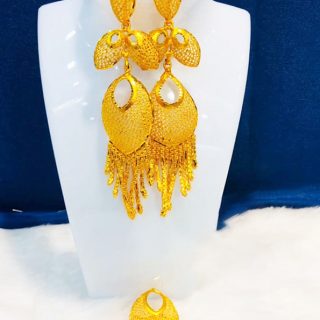 Trendy Designer Long Attractive Pattern Premium Gold Platted Earrings Women Jewellery