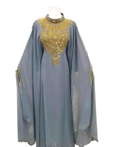 Designer Floral Moroccan Crystal Beaded Farasa Dresses Abaya for Women Dubai Kaftan