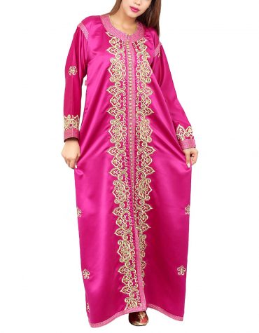 New Trendy Collection Designer Moroccon Embroidered Satin Kaftan Dresses For Women