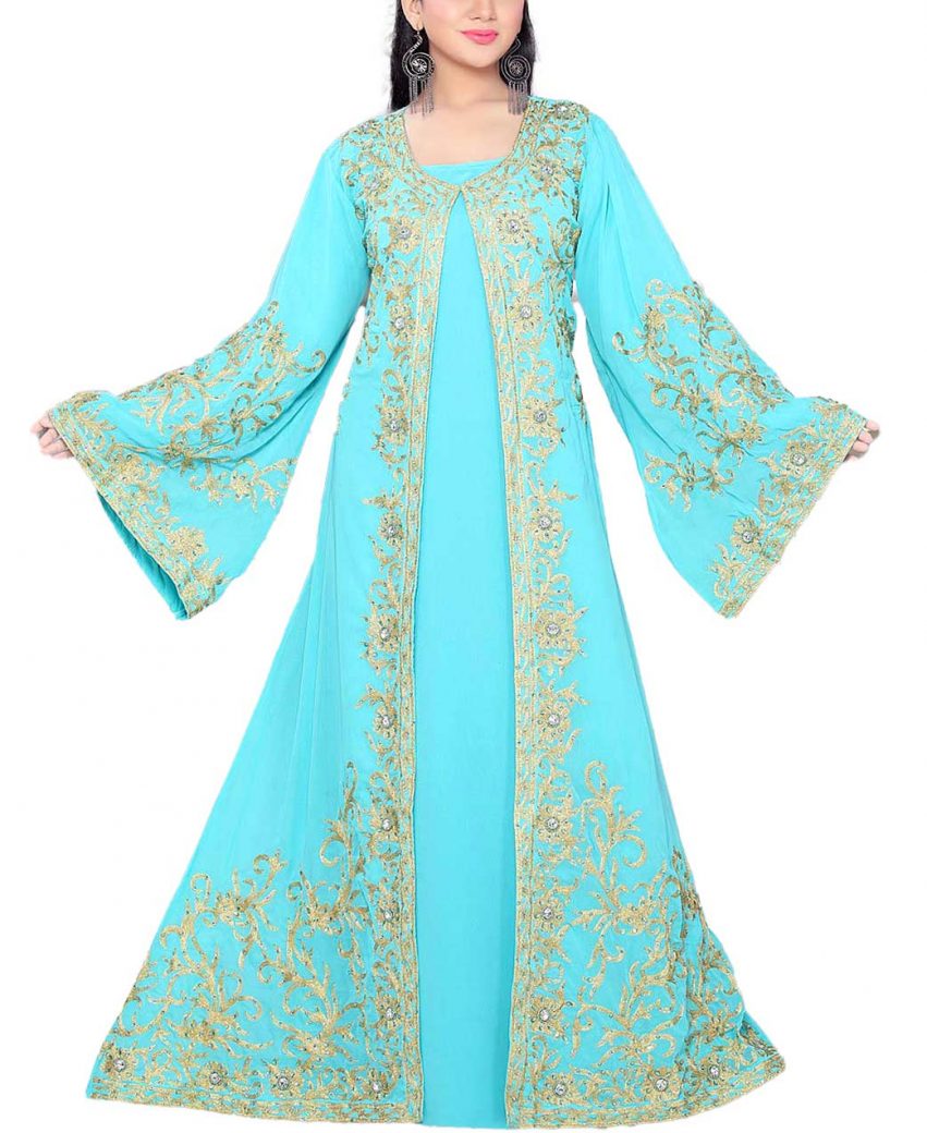 Long Umbrella Sleeves Chiffon Dress 