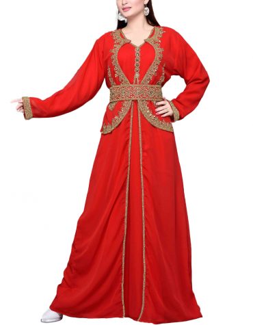 New Unique Collection Dubai Jacket Kaftan Elegant Gown Beaded Work Dress For Women
