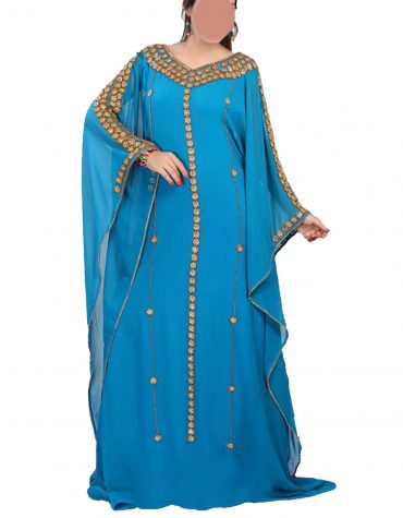 Designer Collection Kaftan with Round Beads Work on Neck Line and Sleeves For Women