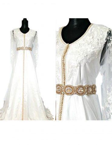 Elegant Embroidered Tulle Long Sleeves Golden Beaded Prom Dress For Women
