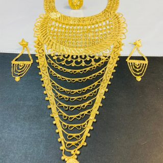 Party Bijoux New Net Pattern 2 Gram Gold Trendy Jewelry Set For Women