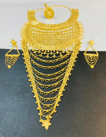 Party Bijoux New Net Pattern 2 Gram Gold Trendy Jewelry Set For Women