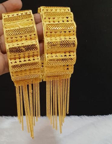 Latest Wavy Pattern Designer 2 Gram Gold Plated Bangles Set for Women