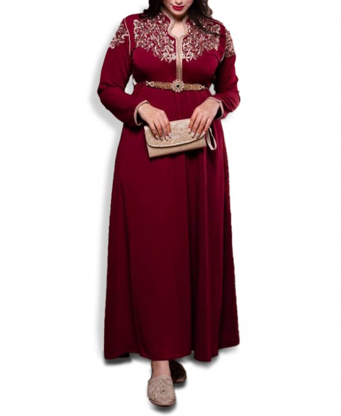 Latest African Attire Collared Neck Kaftan Dress for party & Wedding Moroccon Dubai Collection