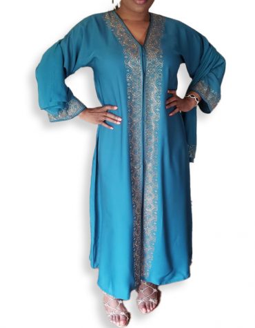 Elegant African Attire Satin Silk V-Neckline Kaftan Dress For Women