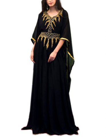 New Brilliant Collection Unique Long Stylish Kaftan Golden Embellished Dress For Women