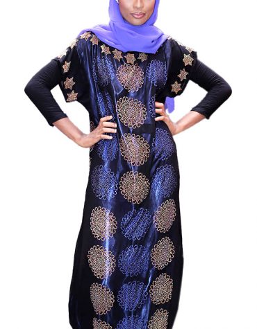 Fashion Collection African Party Wear Rhinestone Beaded Velvet Floral Kaftan For Women