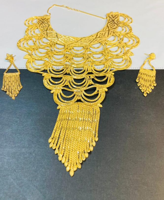 Beautifully Designed 2 Gram Gold Platted Design Jewellery Full Set For Women