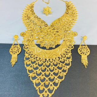 Floral Pendant 2 Gram Gold Platted Design Jewellery Full Set For Women