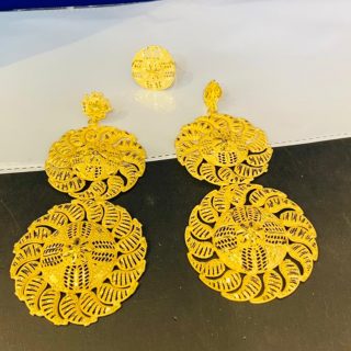 Round Petals Pattern Premium Gold Platted Earrings Women Jewellery