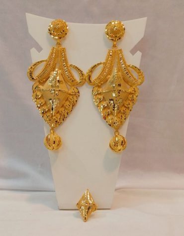 Trendy 2 Gram Gold Wedding Party Wear Earrings & Ring for Women