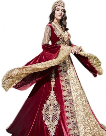 Beautiful Fancy Velvet Dubai Muslim Bridal Party Kaftan Dress For Women