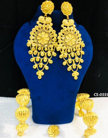 2 Gram Jewellery Gold Plated Earrings And Bracelets Set For Women