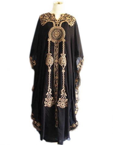 Latest Moroccan Style Golden Heavy Embroidery Dresses for Women
