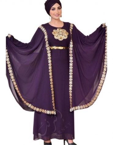 Latest Stylish Cape Style Golden Embroidered Dress for Women