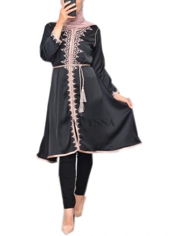 Women's Latest Designer Moroccan Embroidered Wear Tunic Satin Dress