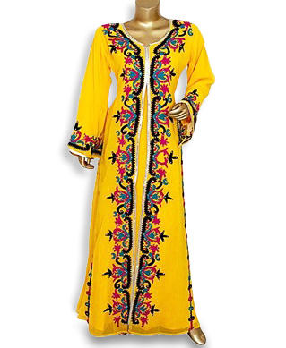 New Trendy Dubai Kaftan for Women Embroidery Work Maxi Formal Chiffon kaftan