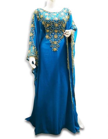 New Trendy Dubai Chiffon Dresses For Women Embroidery Work For Wedding Kaftan