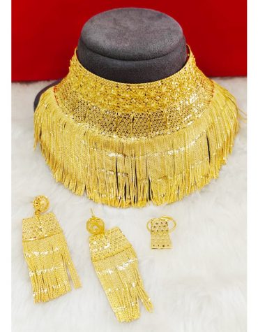 Choker Necklace Set with Fringes Gold Platted Jewelry for Women
