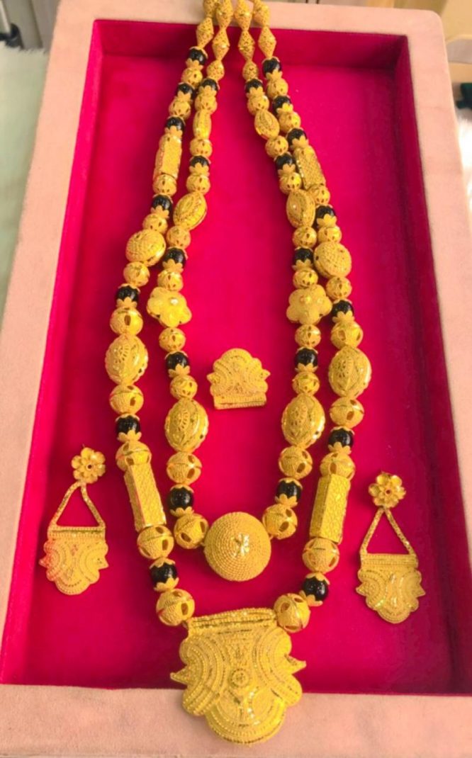 2 Gram Gold Beaded African Jewellery Long Necklace For Women