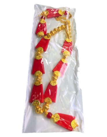 New African Glass Beads Red Stylish Party Wear Necklace For Women