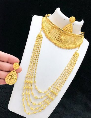 Wedding New 2 Gram Gold Plated Long Necklace Set for Women