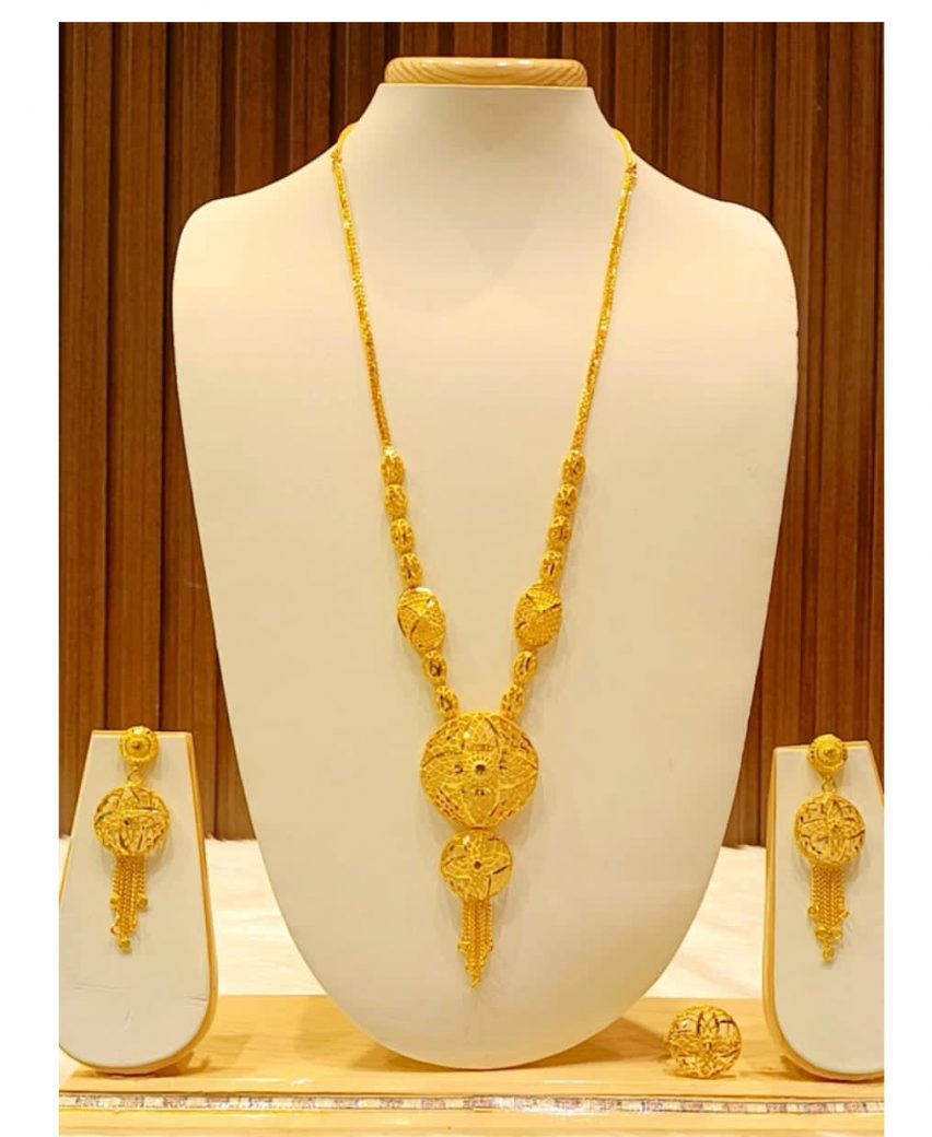 22K Gold Necklace & Drop Earrings Set - 235-GS3585 in 45.800 Grams