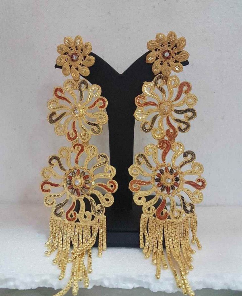 Brass / Copper Red Beautiful Meenakari Design High gold Polish Party wear  Earring at Rs 305/pair in Mumbai