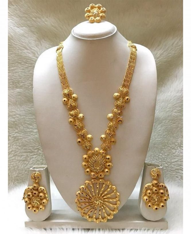 Oval Pendent Party Bijoux 2 Gram Gold Trendy Jewellery Set For Women ...