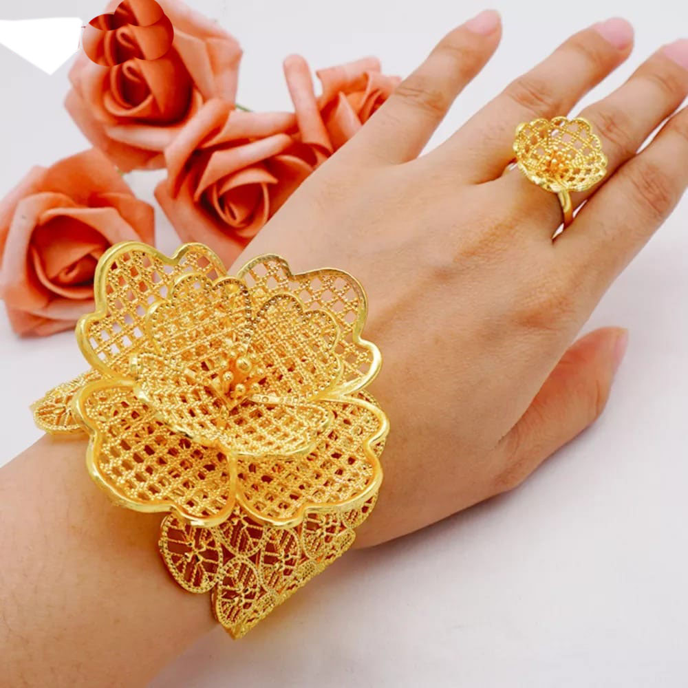 22k Gold 4-Finger Ring Chain Bangle Bracelet| Raj Jewels-calidas.vn