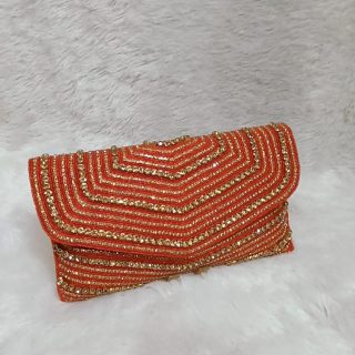 New African Moroccan Fancy Beaded Metal Clutch Designer Handbag For Women