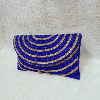 African Trendy Collection Metal Clutch Designer Handbag Stone Beaded Work For Women