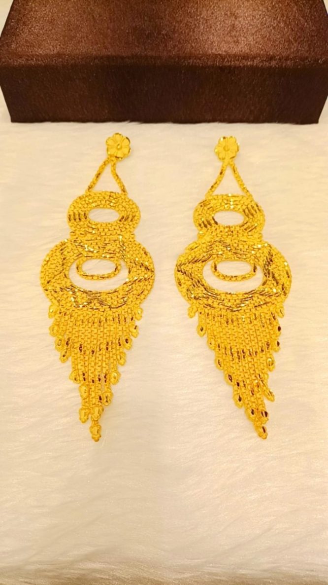 Latest Leaf Party Wear Yellow Gold 22kt Earrings – Welcome to Rani Alankar