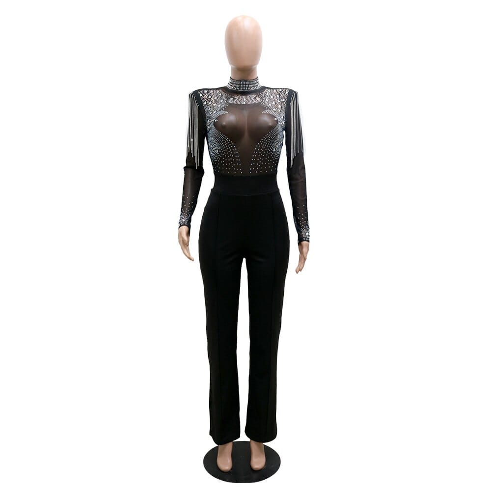 zuurstof is meer dan Rondsel Sexy Jumpsuits 2022 New Arrivals Women Transparent Diamond Tassel High  Waisted Elegant Evening Night Party Club Rompers Jumpsuit - African Boutique