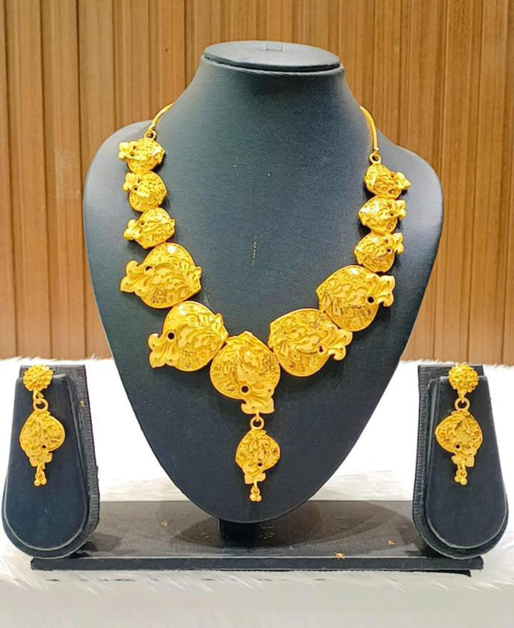 Southwest Nigeria|24k Gold Plated Nigerian Jewelry Set - Necklace & Earrings  For Weddings