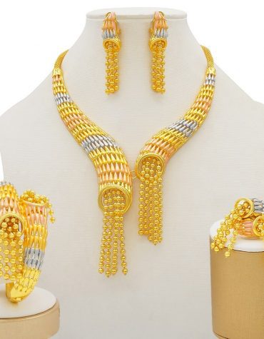 Latest Beautiful Collection 2 Gram Gold Jewellery Necklace and Earrings Set  For Women - African Boutique