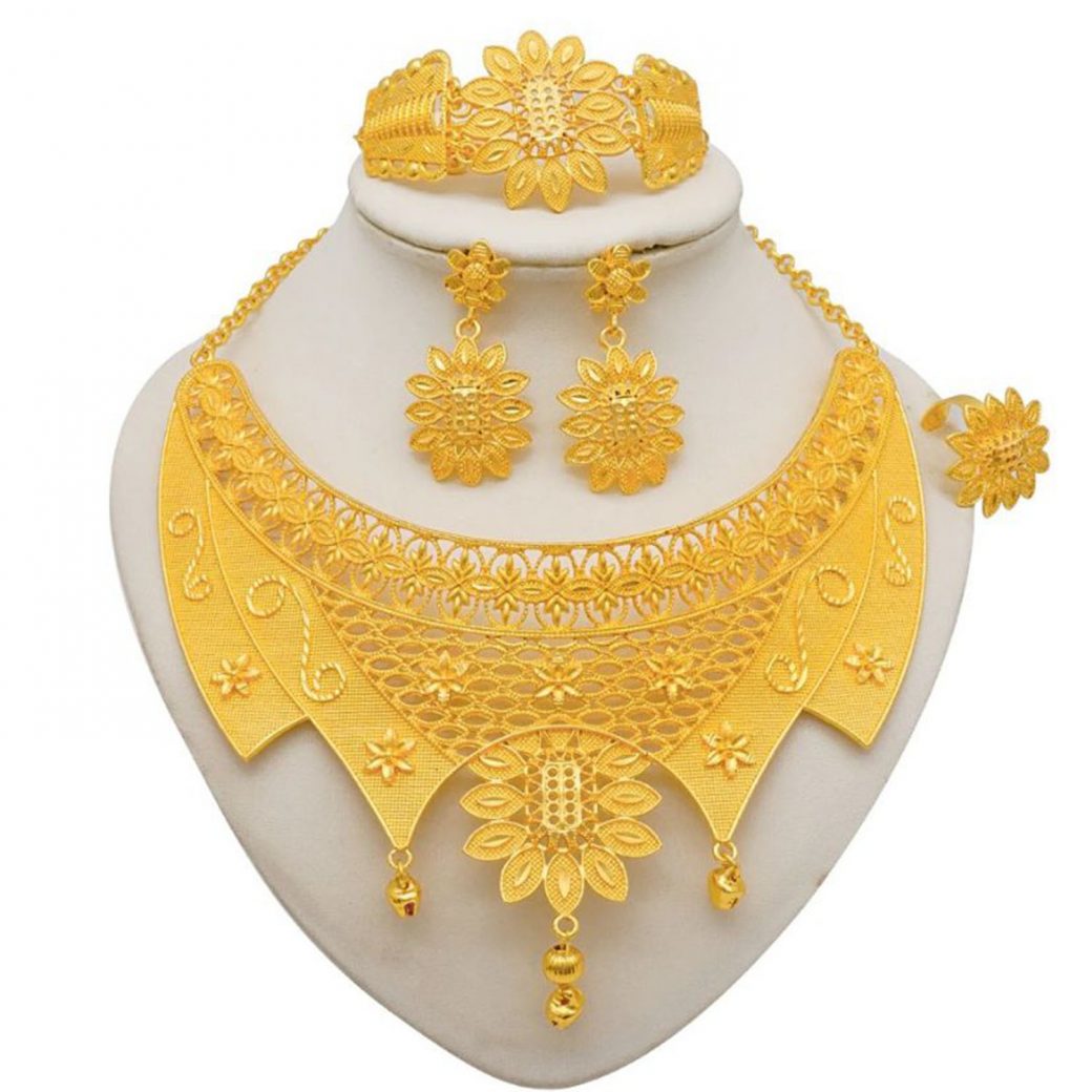 Artificial Jewelry Designer Rani Haar Chokar Set Stone & Pearl Necklace set  with Jhumka Earrings & Mangtika for Women bridle wedding Patwa Jewellery Set  - (Gold)