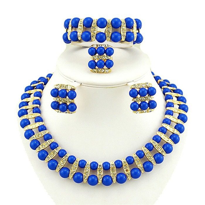 Blue Designer Beaded Necklace set | Gemzlane