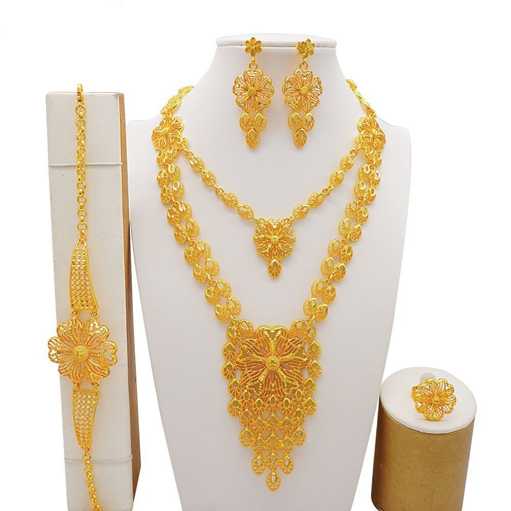 Latest Dubai Gold Color Black Bead Ethiopian Jewelry Sets African ...