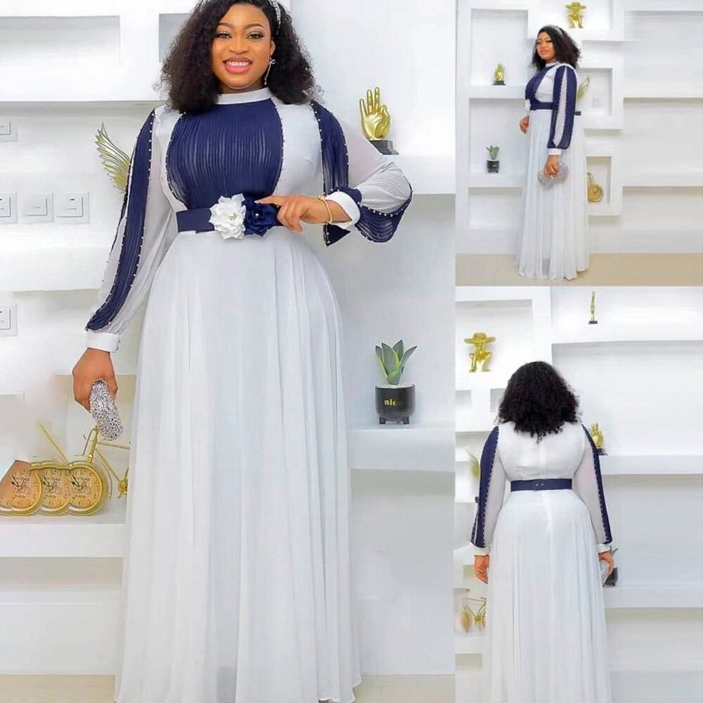 Chiffon gown with pleated skirt  Nigerian chiffon gown styles, Chiffon  fashion, Chiffon gown styles