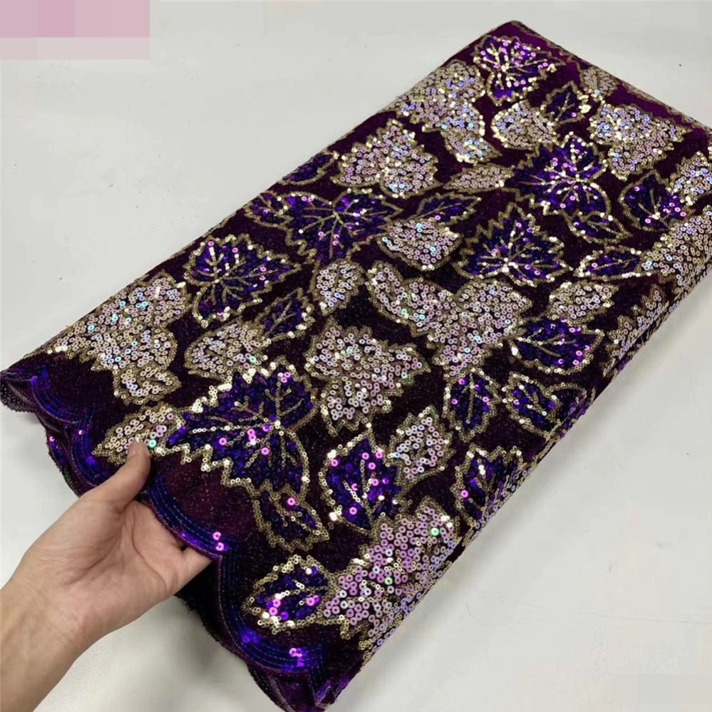High Quality Nigerian Velvet Mesh Lace With Sequins African Lace