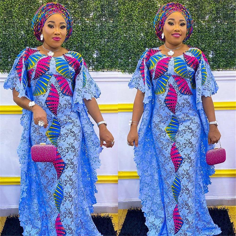 MD Plus Size African Lace Dresses Elegant Women Traditional Dashiki Boubou  Wedding Party Hippie Gown Turkey Wears For Ladies