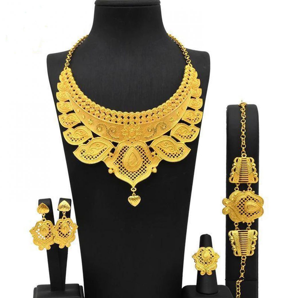 Buy Saraf RS Jewellery Gold Plated Big Pendant Peacock Design Necklace With  Earrings (Set Of 2) Online